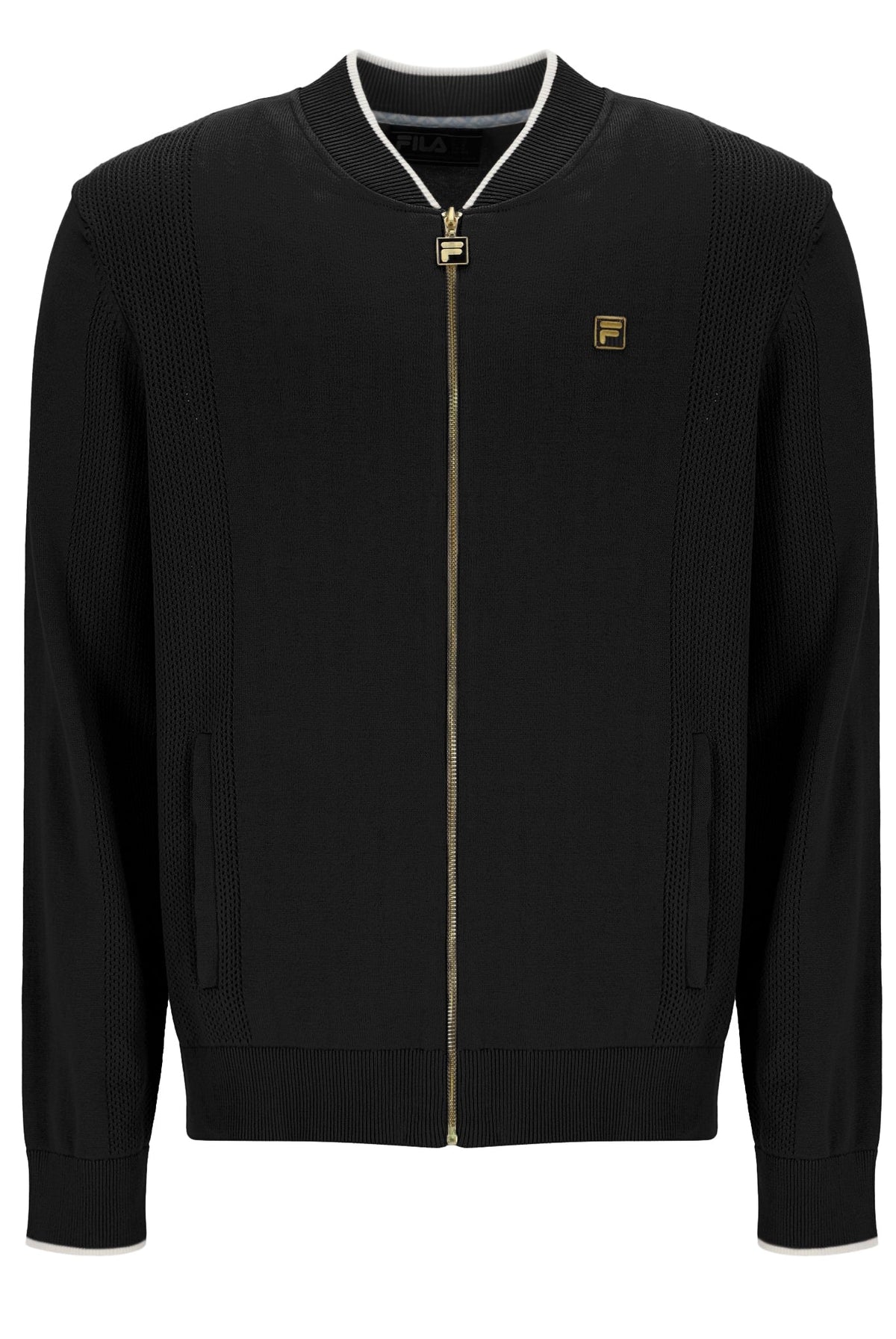 Black Ferguson Open Knit Pointelle Panel Track Top - Black
