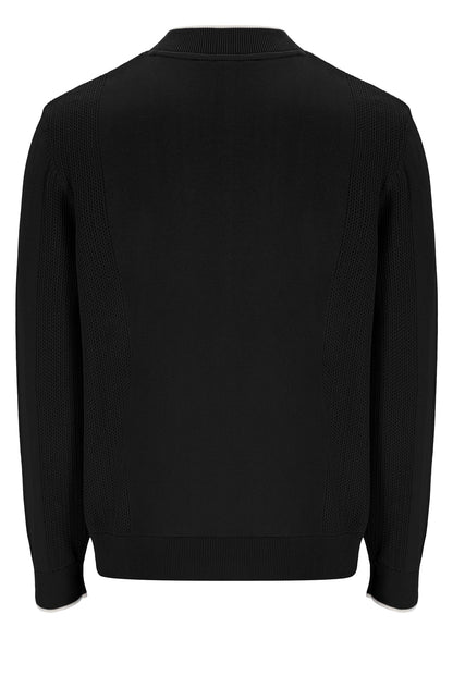 Black Ferguson Open Knit Pointelle Panel Track Top - Black