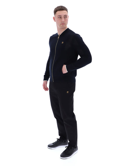 Black Ferguson Open Knit Pointelle Panel Track Top - Black