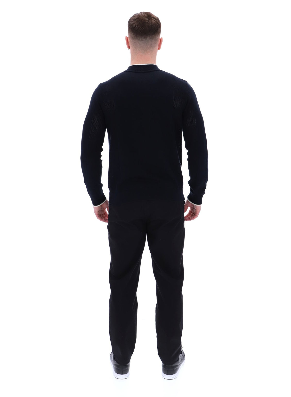 Black Ferguson Open Knit Pointelle Panel Track Top - Black