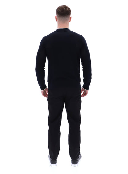 Black Ferguson Open Knit Pointelle Panel Track Top - Black