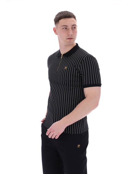 Black Patton Jacquard Stripe Polo - Black