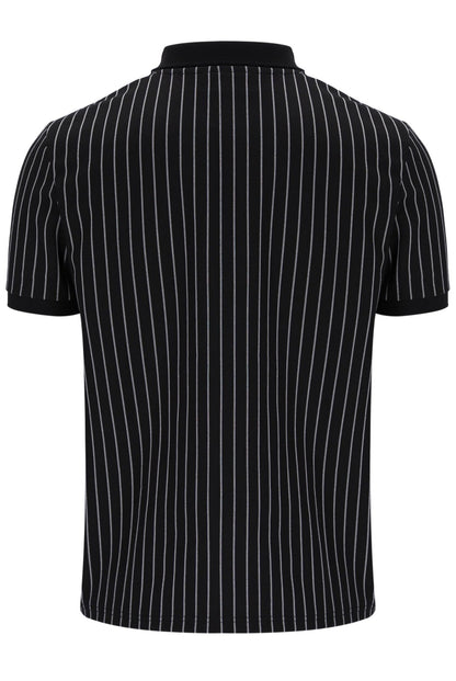 Black Patton Jacquard Stripe Polo - Black