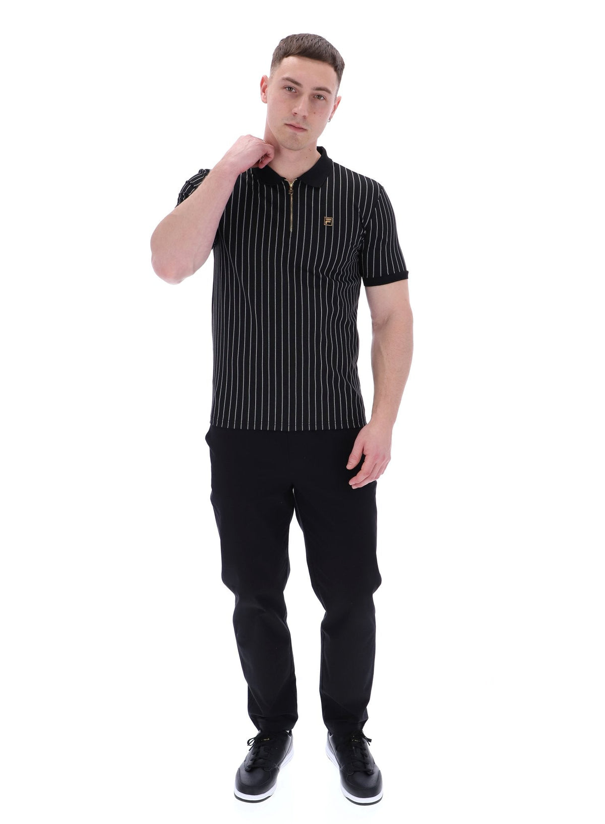 Black Patton Jacquard Stripe Polo - Black