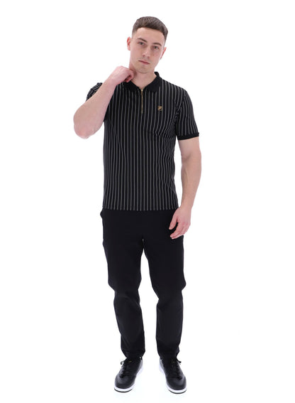 Black Patton Jacquard Stripe Polo - Black