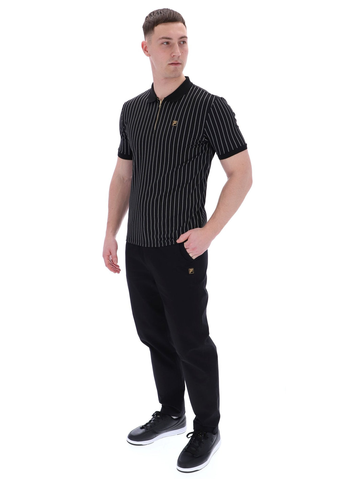 Black Patton Jacquard Stripe Polo - Black