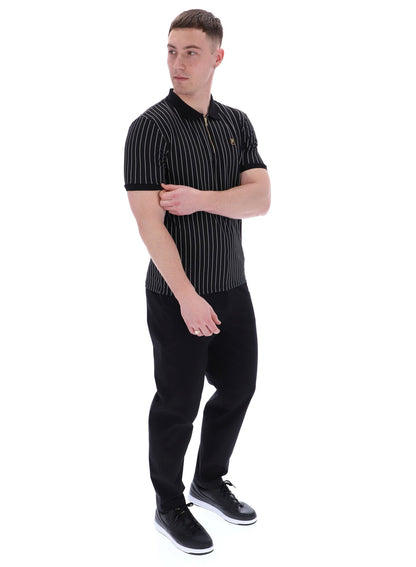 Black Patton Jacquard Stripe Polo - Black