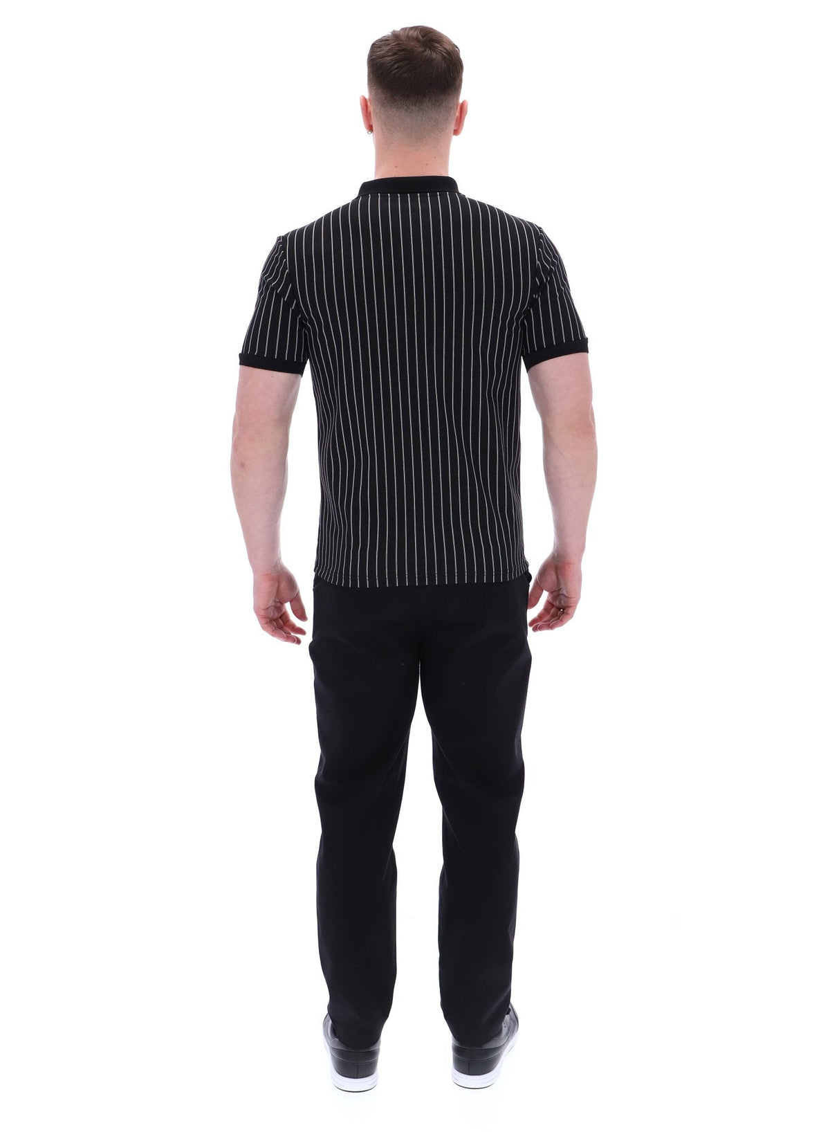 Black Patton Jacquard Stripe Polo - Black