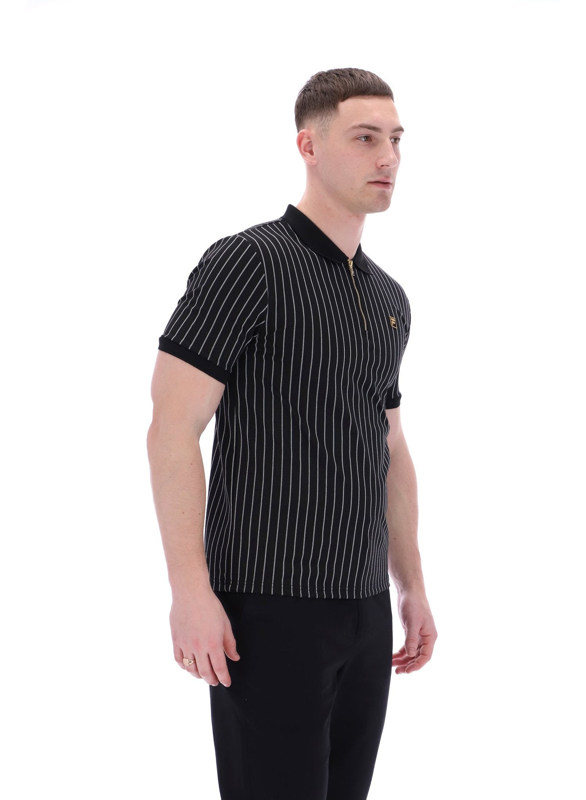 Black Patton Jacquard Stripe Polo - Black