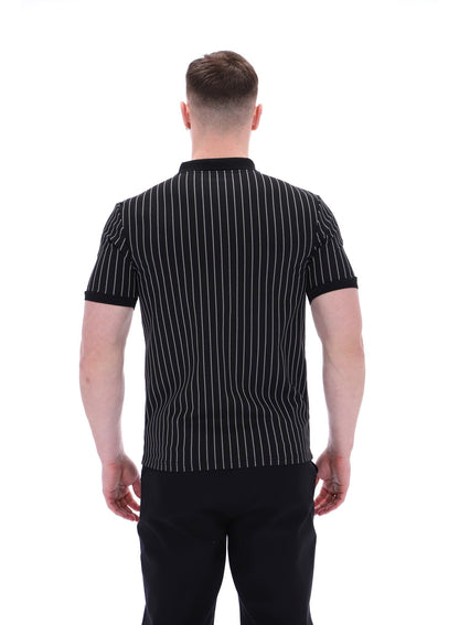 Black Patton Jacquard Stripe Polo - Black